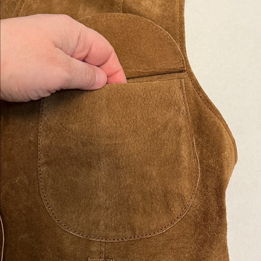 ZARA BROWN LEATHER LACE-UP FESTIVAL BOHO VEST SIZE MEDIUM - Picture 12 of 16